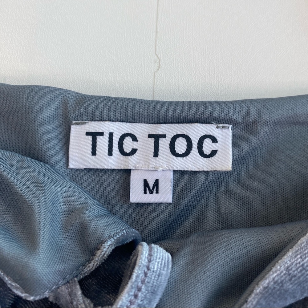 TIC TOC Dusty Blue Velvet Boned Corset Bustier Crop Top size Medium - Picture 12 of 17